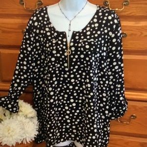 Black Polka Dot Blouse By Cathy NWT